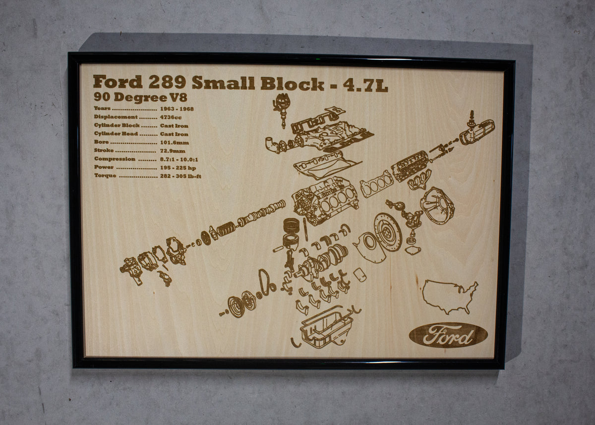 Ford 289 Small Block 4.7L exploded view poster – EngineMaps
