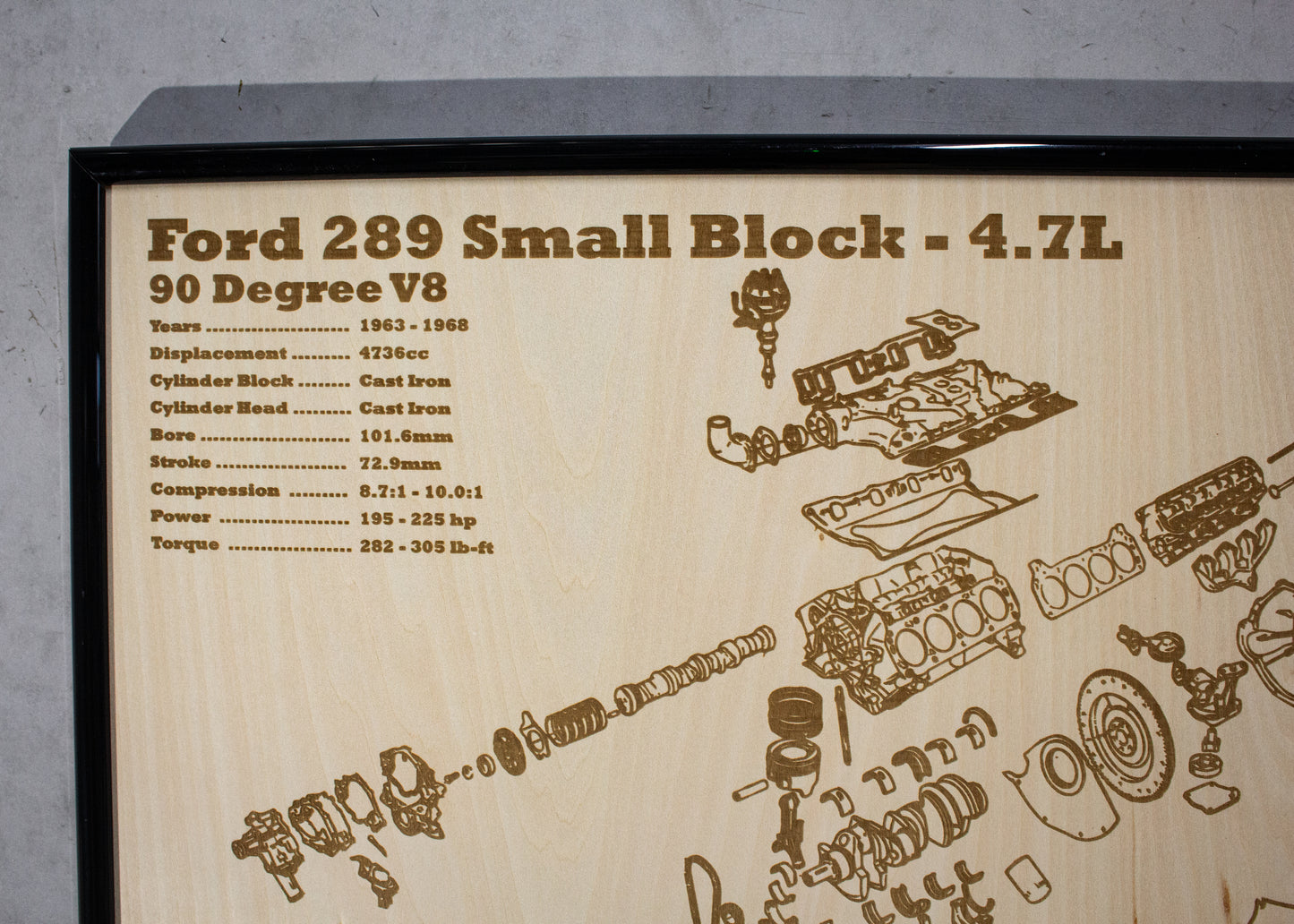 Ford 289 Small Block 4.7L exploded view poster