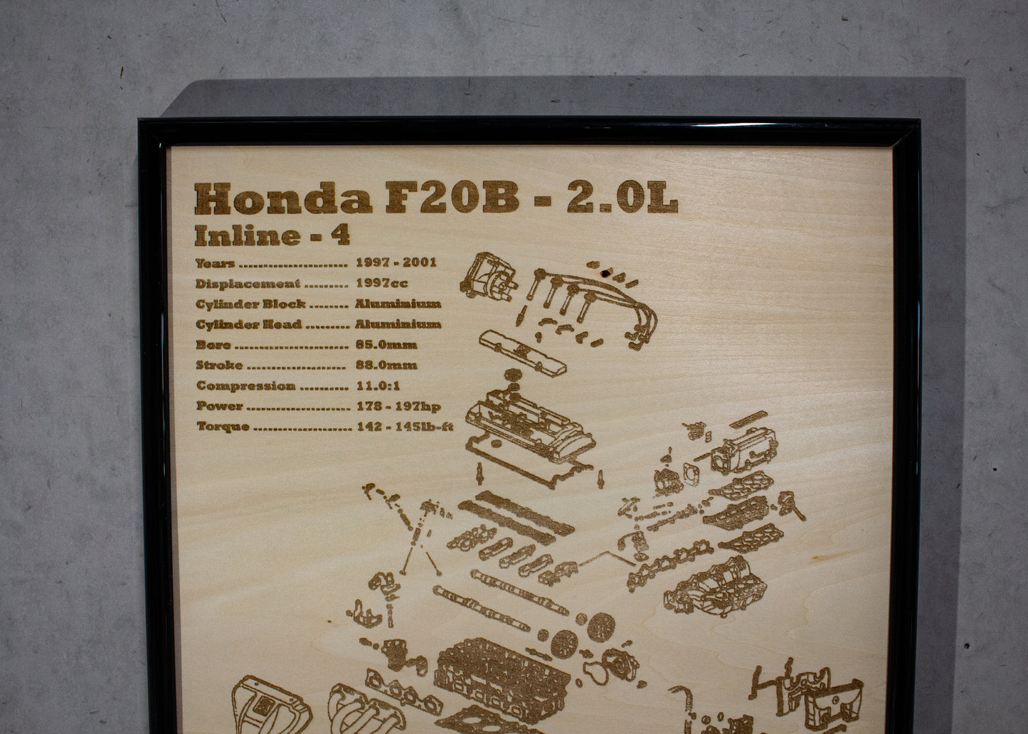 Honda F20B 2.0L Exploded View Poster