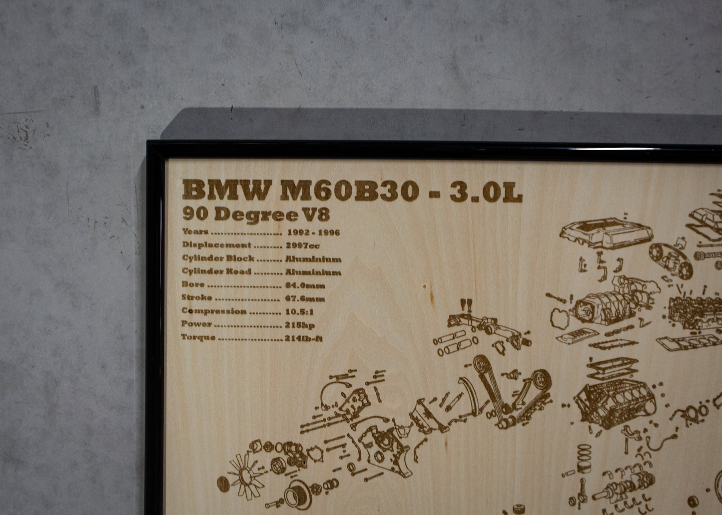 BMW M60B30 3.0L exploded view poster