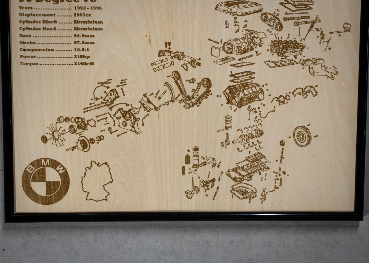 BMW M60B30 3.0L exploded view poster