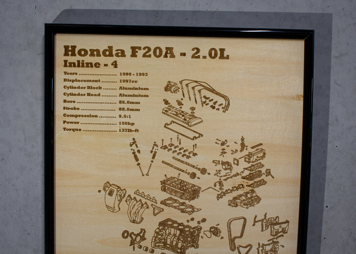 Honda F20A 2.0L Exploded View Poster