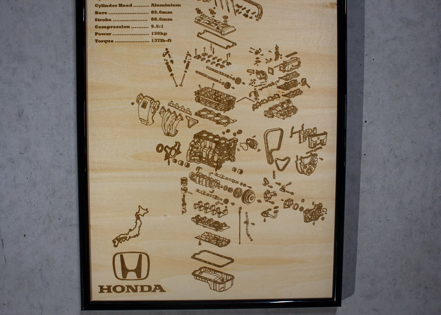 Honda F20A 2.0L Exploded View Poster