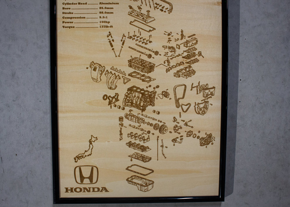 Honda F20A 2.0L Exploded View Poster – EngineMaps