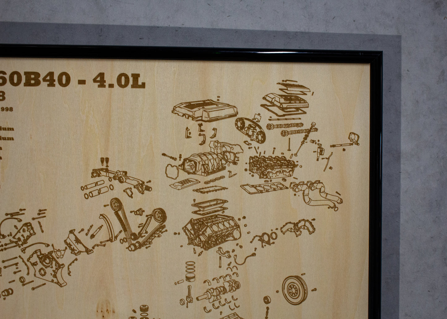 BMW M60B40 4.0L exploded view poster