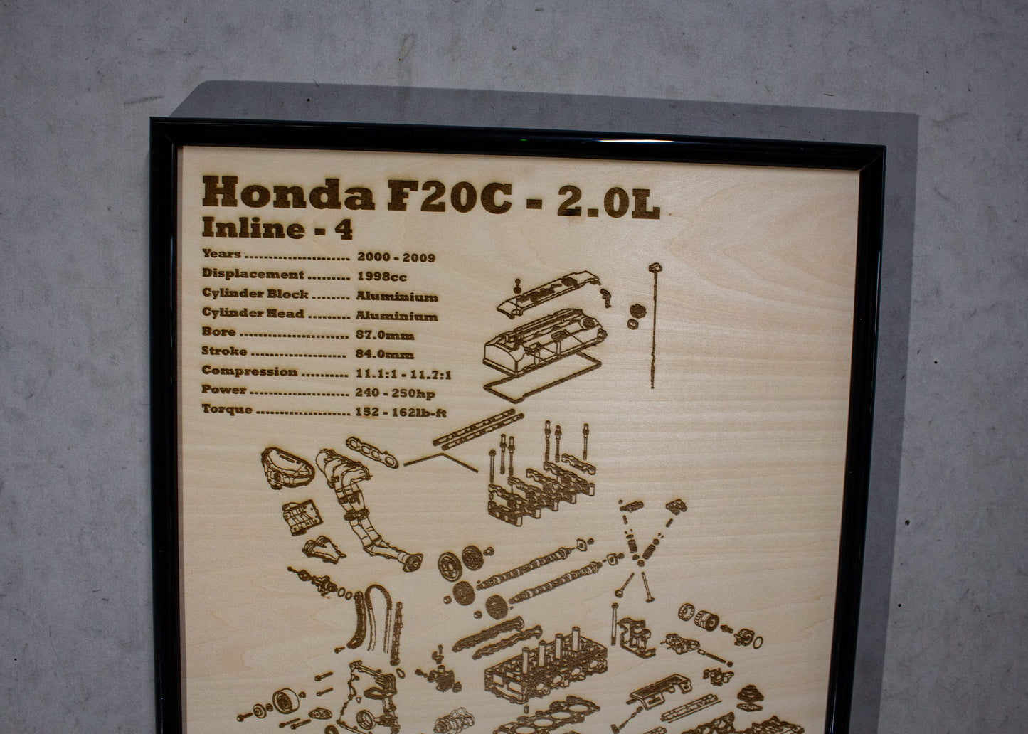 Honda F20C 2.0L Exploded View Poster