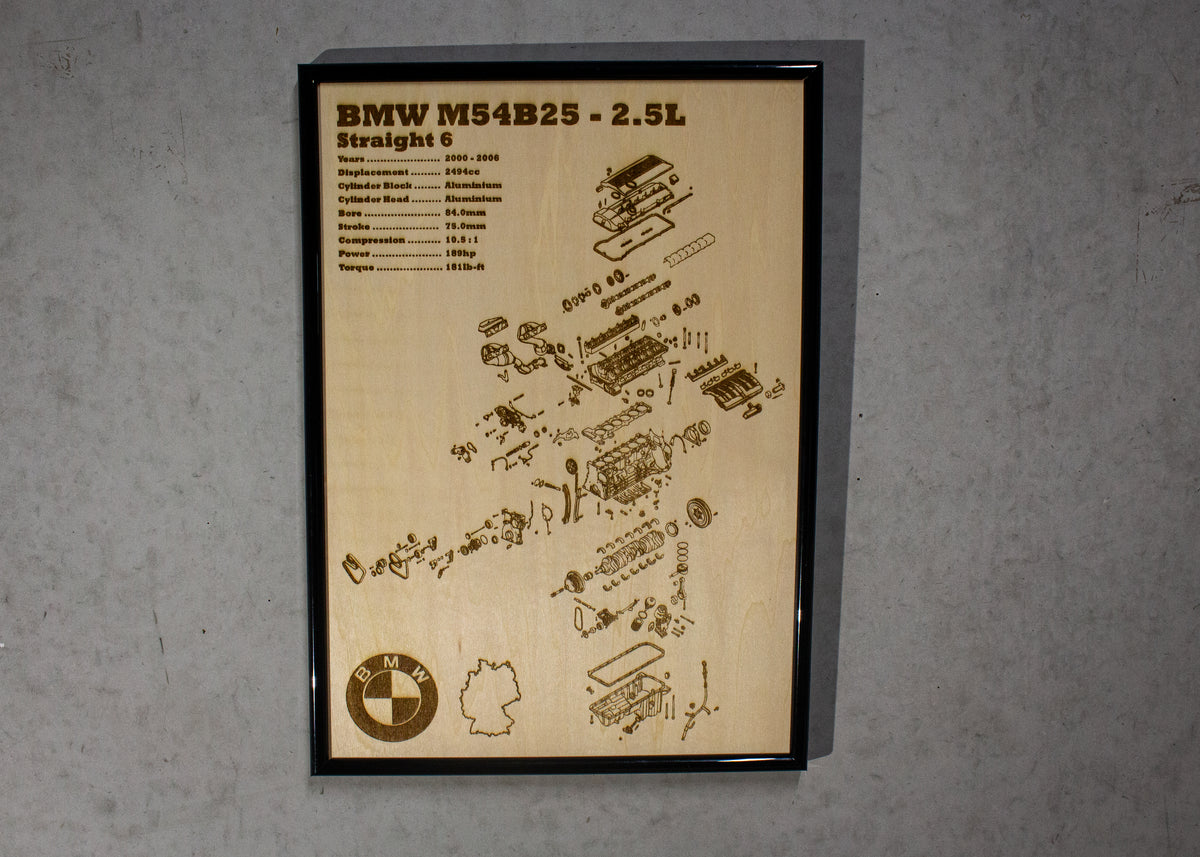 Exploded Bmw BMW M54B25 2.5L exploded view poster – EngineMaps