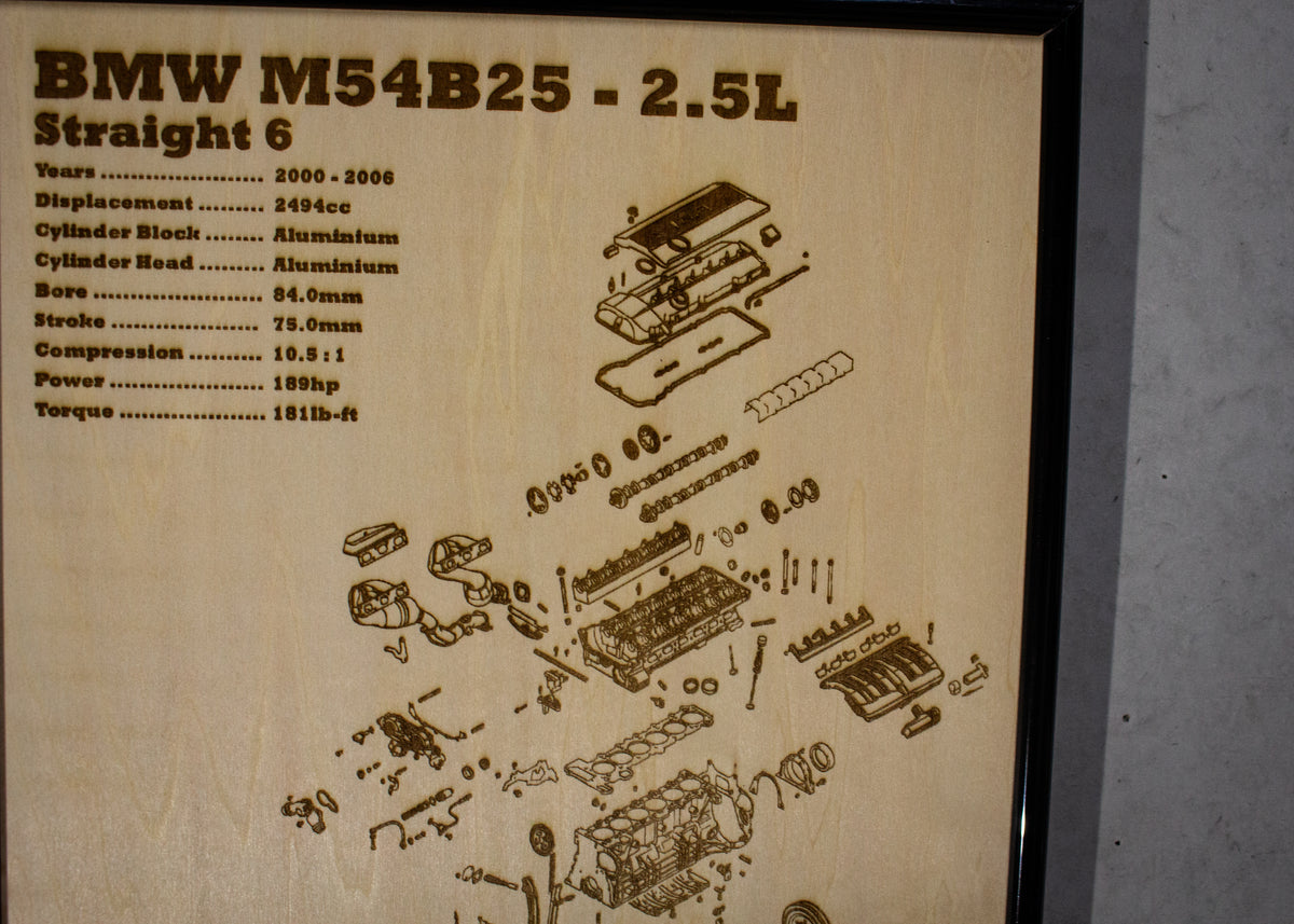 BMW M54B25 2.5L exploded view poster – EngineMaps