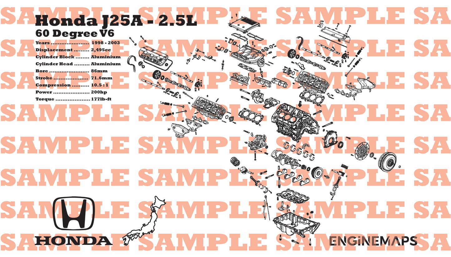 Honda J25A 2.5L Exploded View Banner
