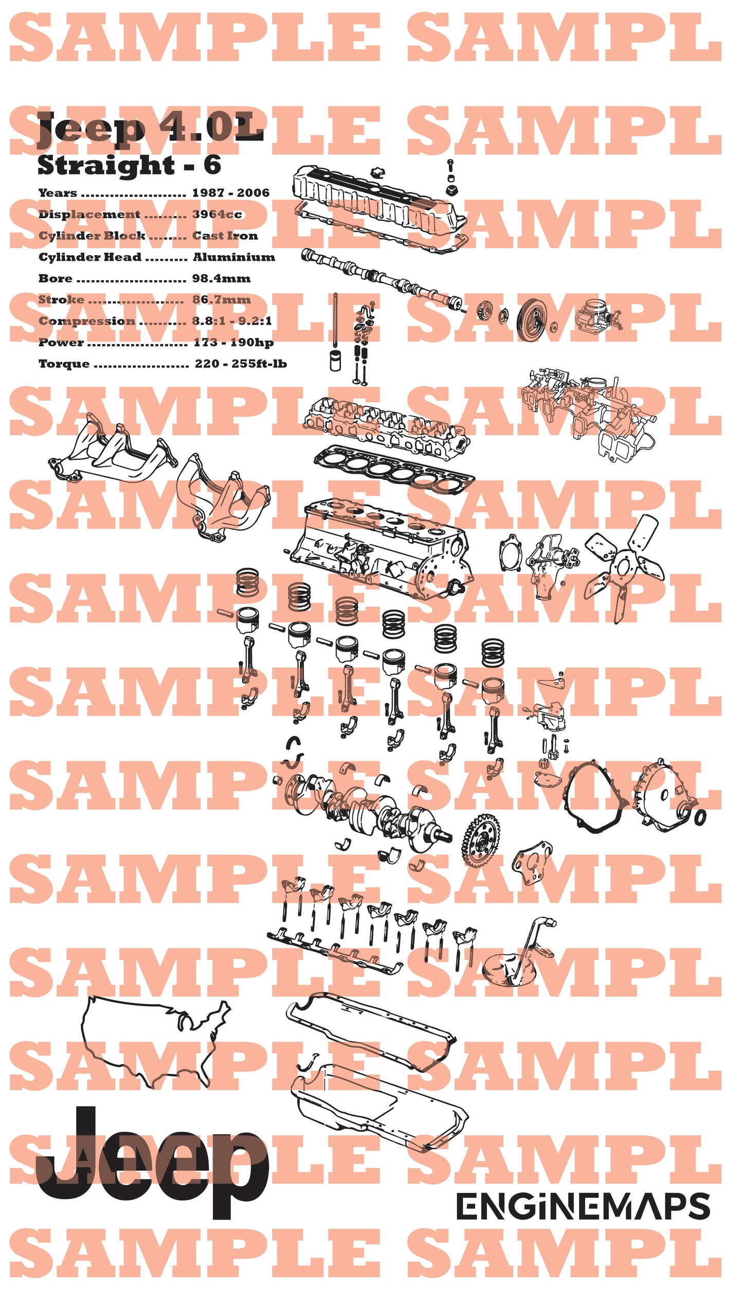 Jeep 4.0L straight 6 Exploded View Banner