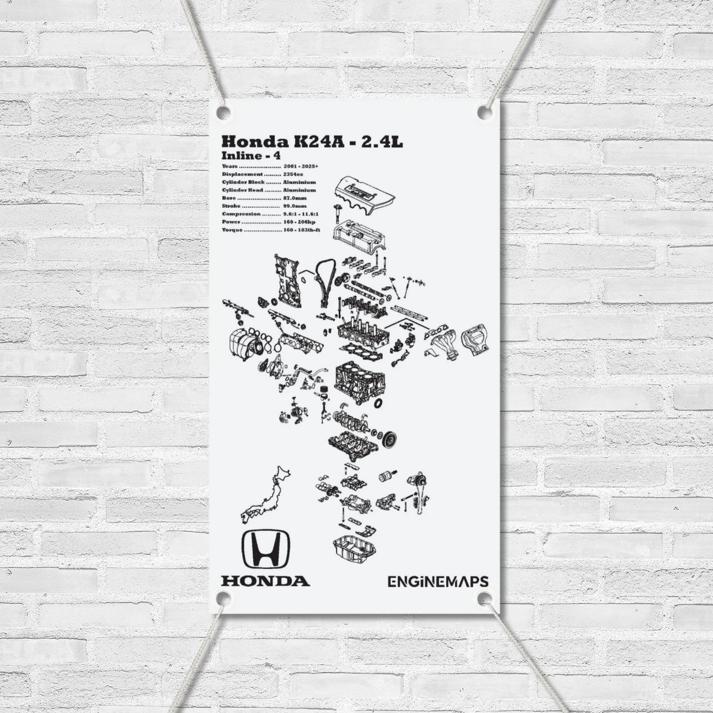 Honda K24A 2.4L Exploded View Banner