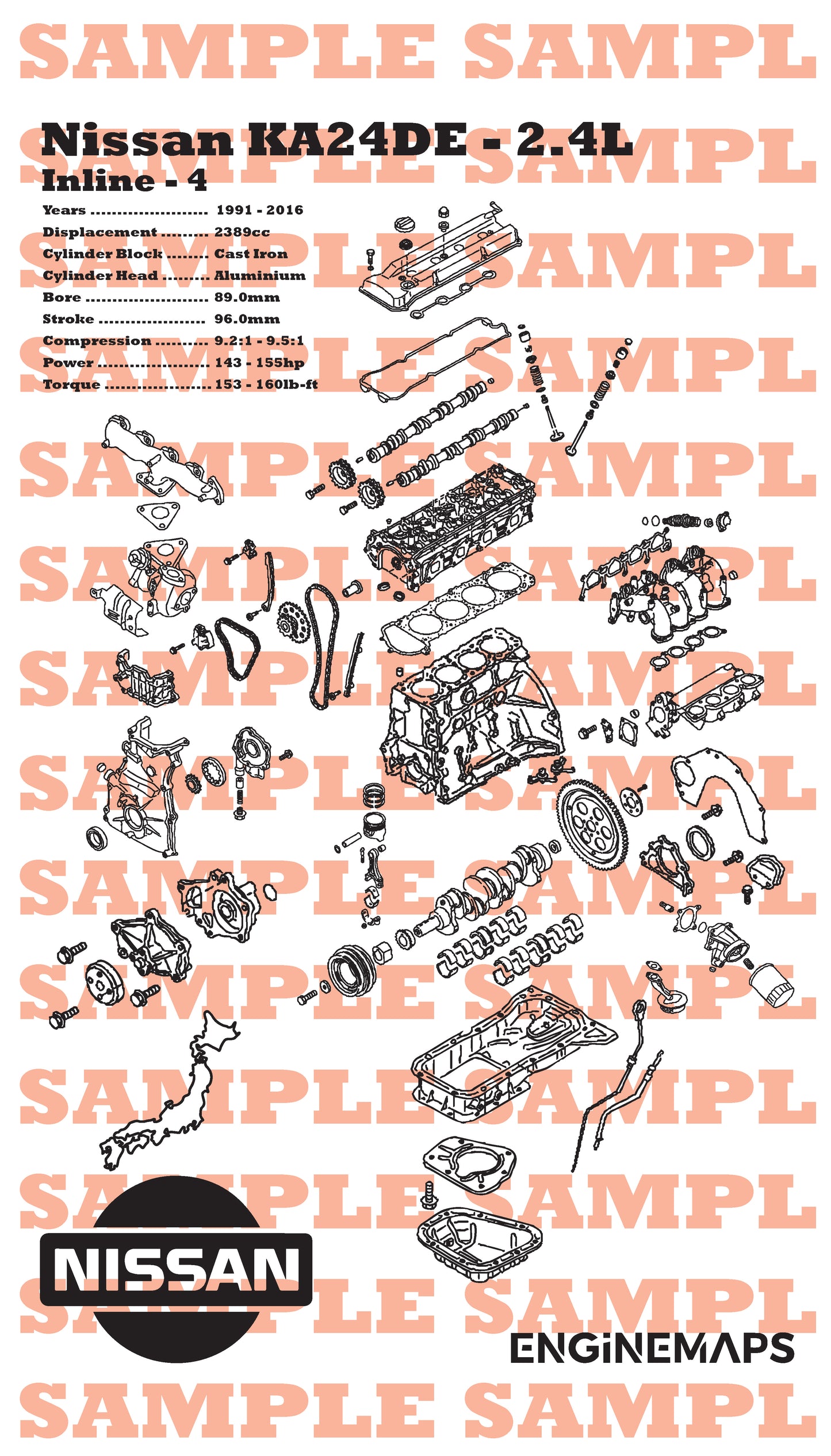 Nissan KA24DE 2.4L Exploded View Banner