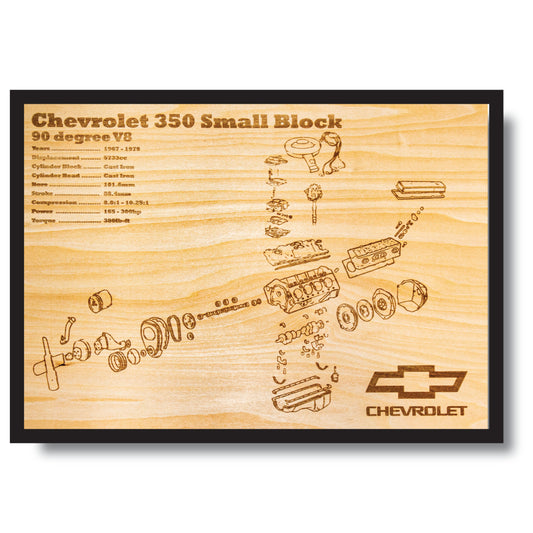 Chevrolet L48 350 small block 5.7L exploded view poster