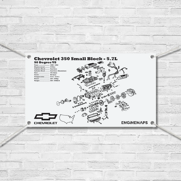 Chevrolet L98 350 small block 5.7L exploded view banner – EngineMaps