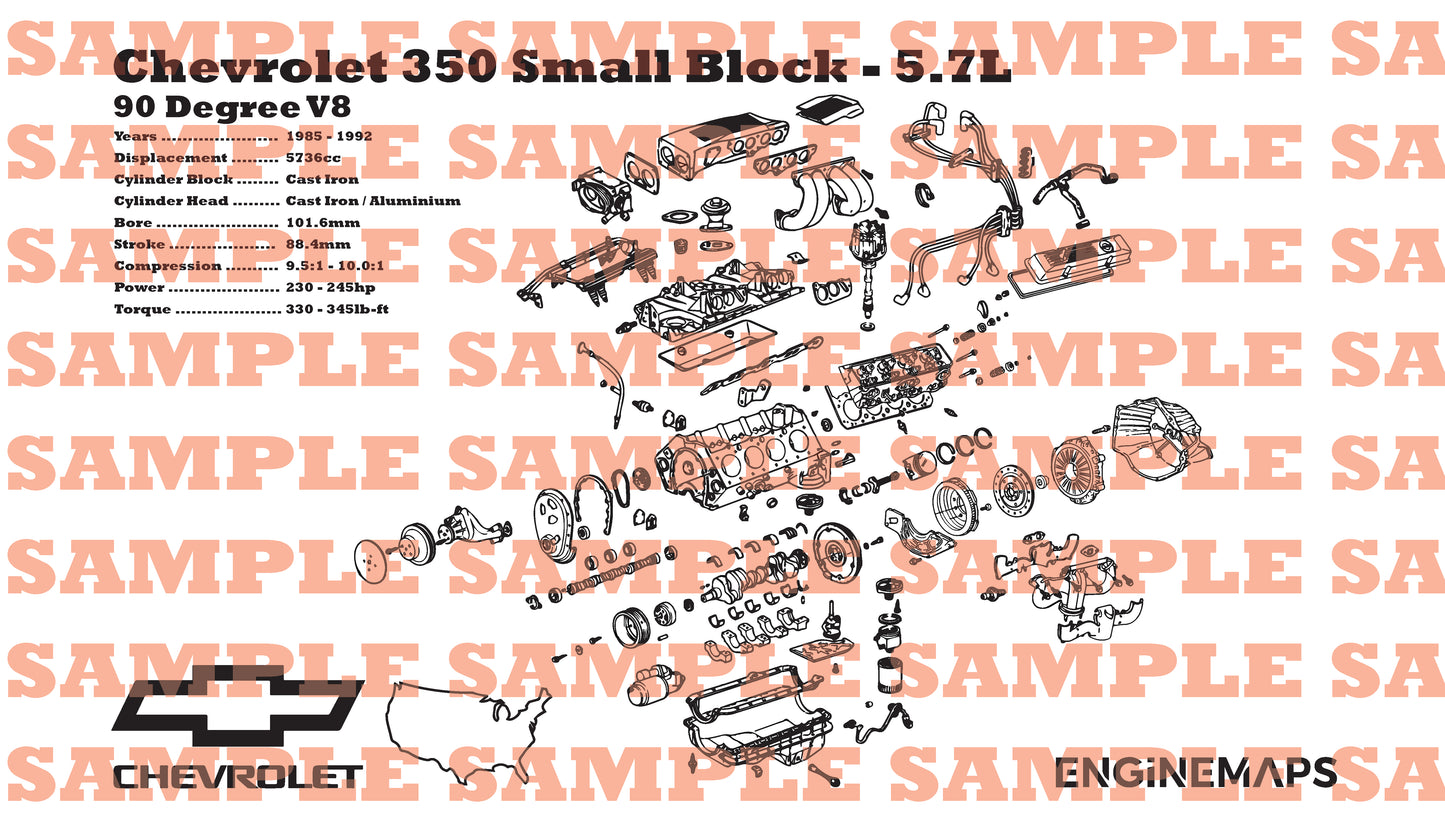 Chevrolet L98 350 small block 5.7L exploded view banner