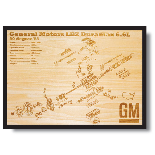 General Motors Duramax LBZ 6.6L Exploded View Poster