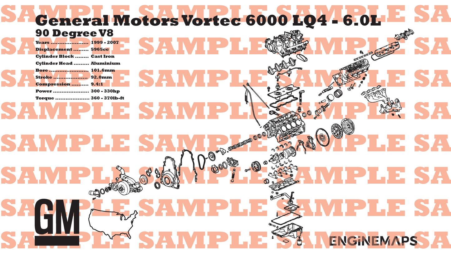 General Motors Vortec 6000 LQ4 6.0L Exploded View Banner