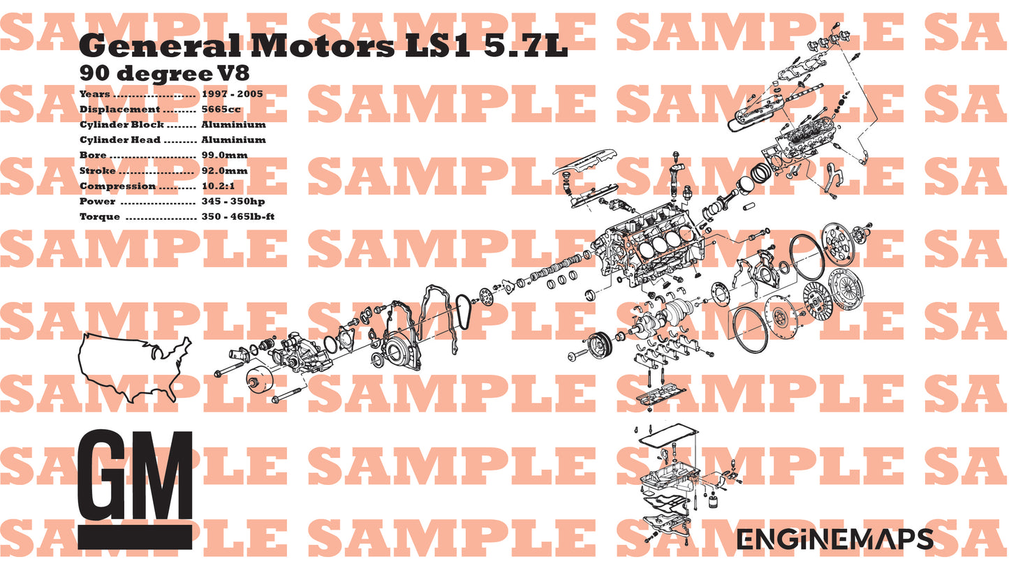 General Motors LS1 5.7L Exploded View Banner