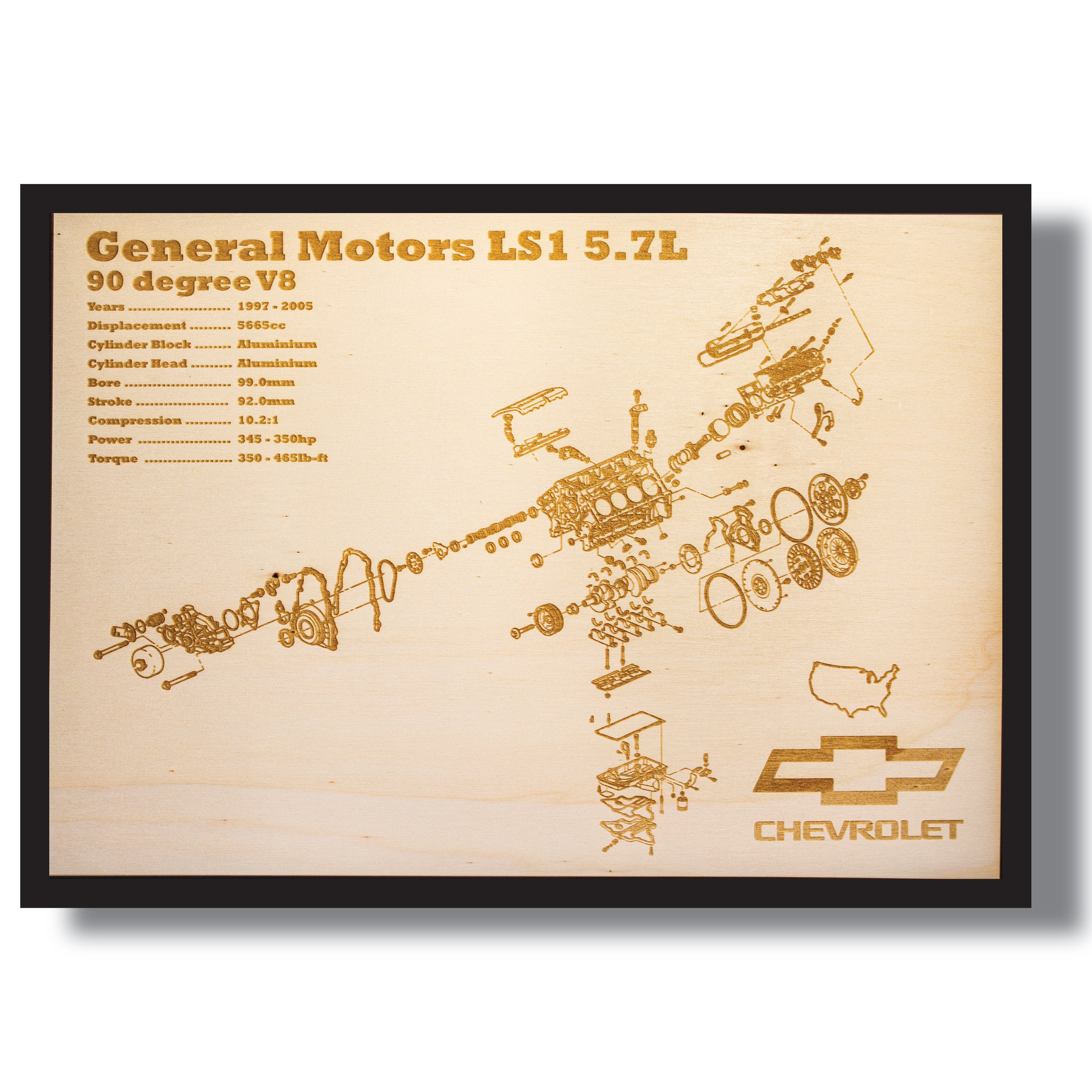 Ls1 Engine Front View General Motors LS1 5.7L Exploded View Poster – EngineMaps