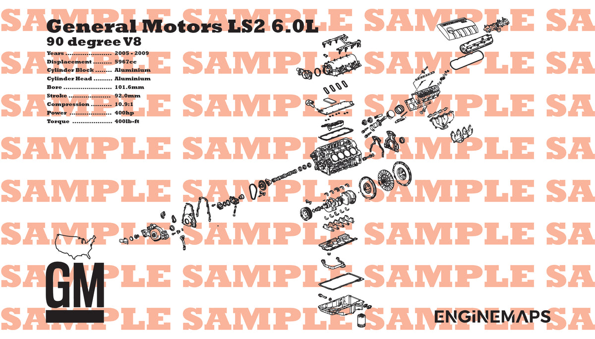 General Motors LS2 6.0L Exploded View Banner – EngineMaps