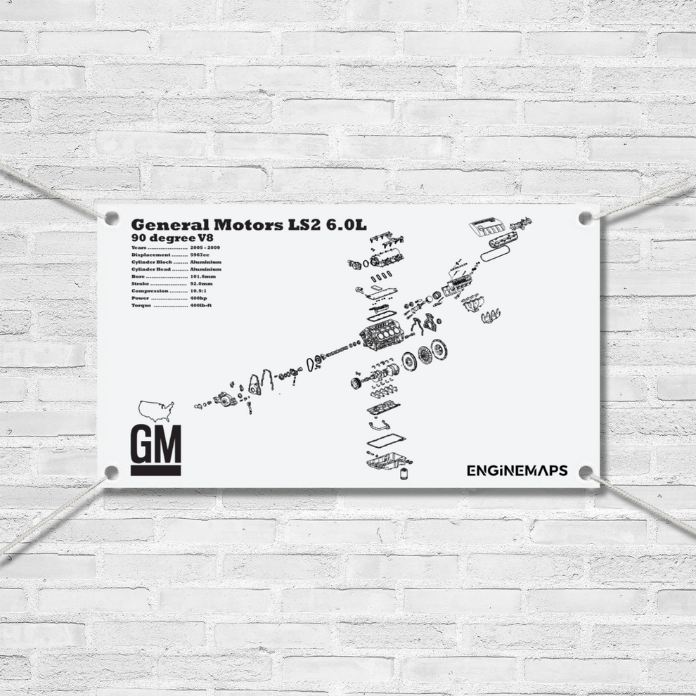 General Motors LS2 6.0L Exploded View Banner – EngineMaps