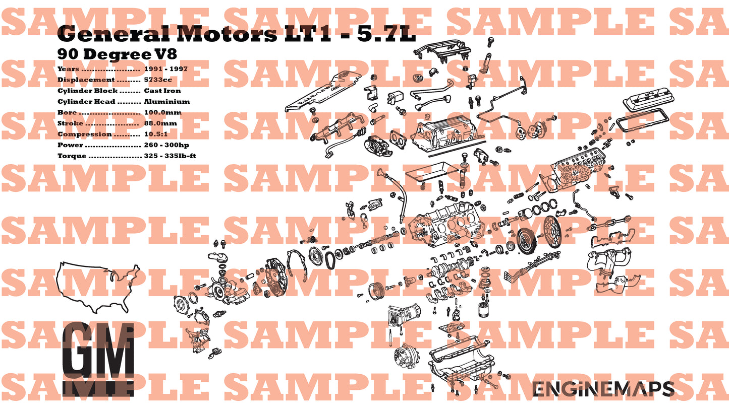 General Motors LT1 [GEN 2] 5.7L Exploded View Banner