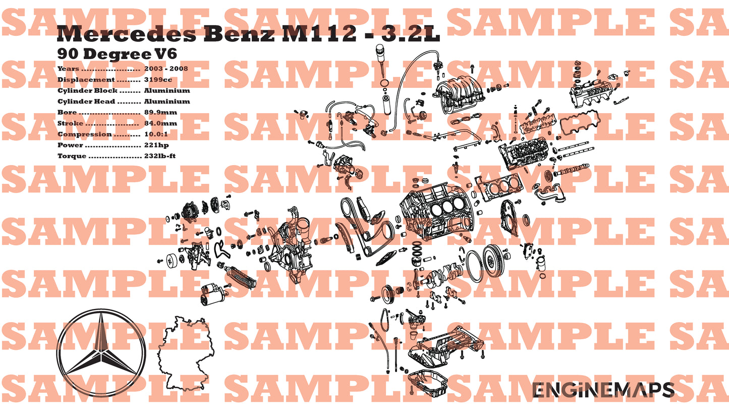 Mercedes Benz M112.954 3.2L exploded view banner