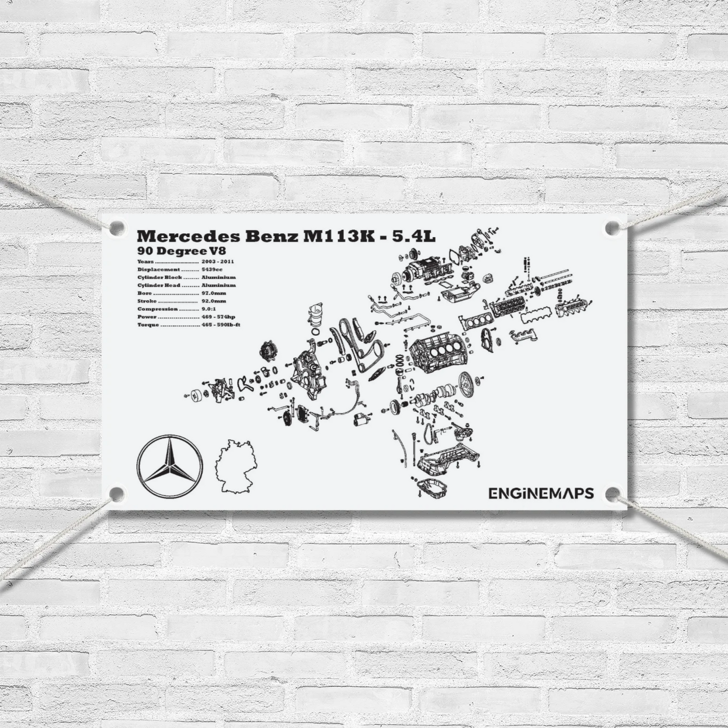 Mercedes Benz M113k 5.4L exploded view banner