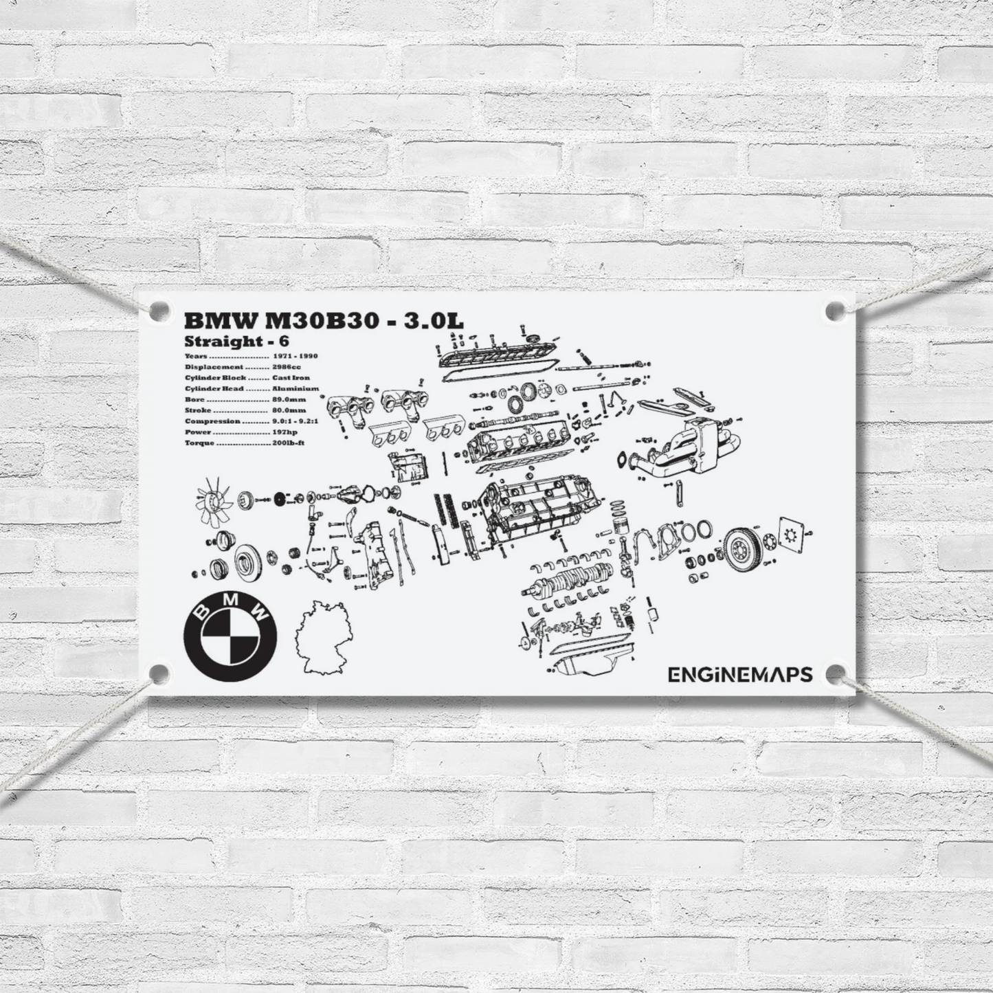 BMW M30B30 3.0L exploded view banner
