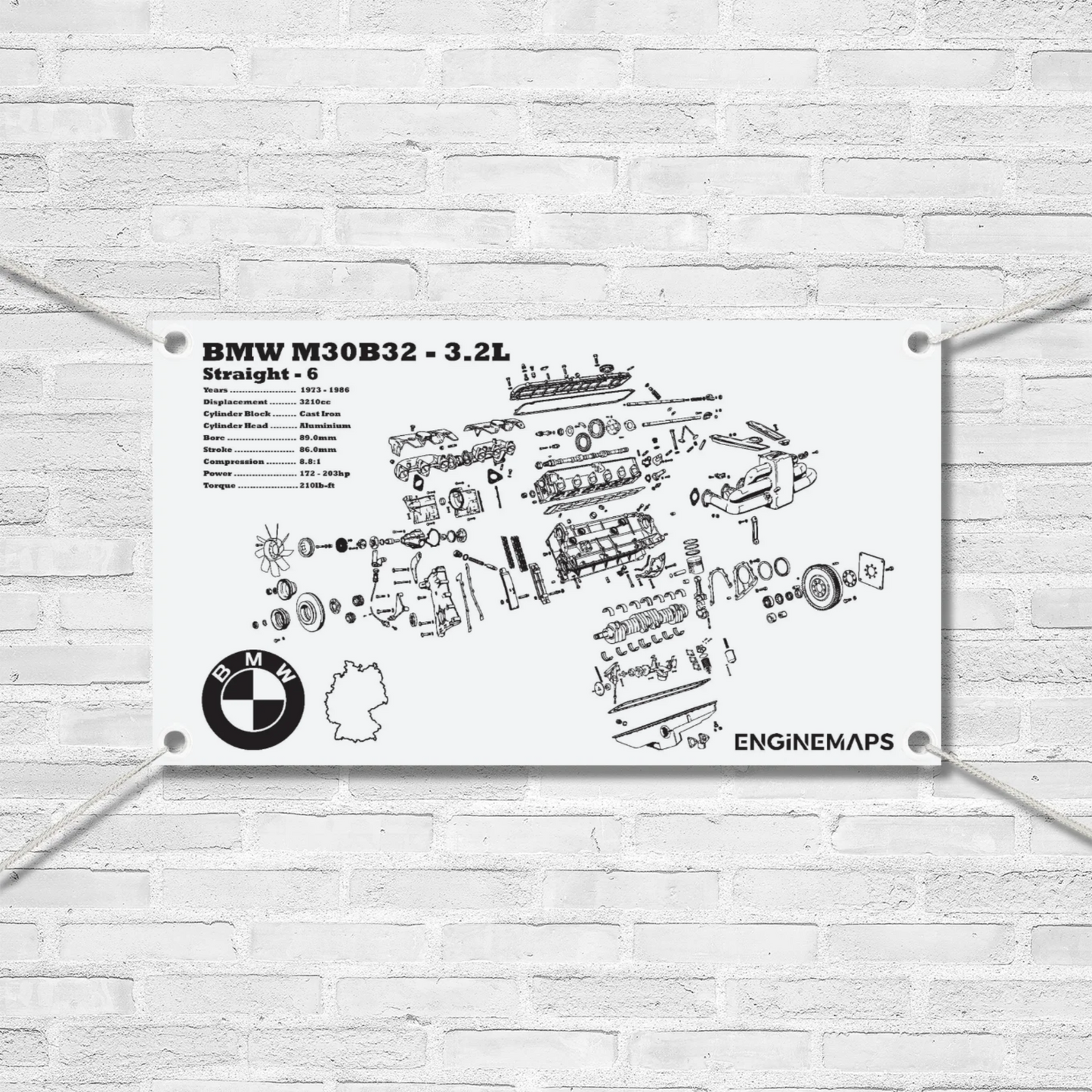 BMW M30B32 3.2L exploded view banner