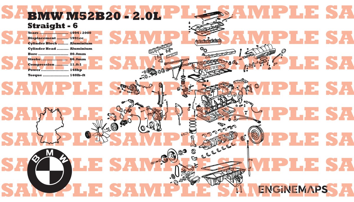 Exploded Bmw BMW M52B20 2.0L exploded view banner – EngineMaps