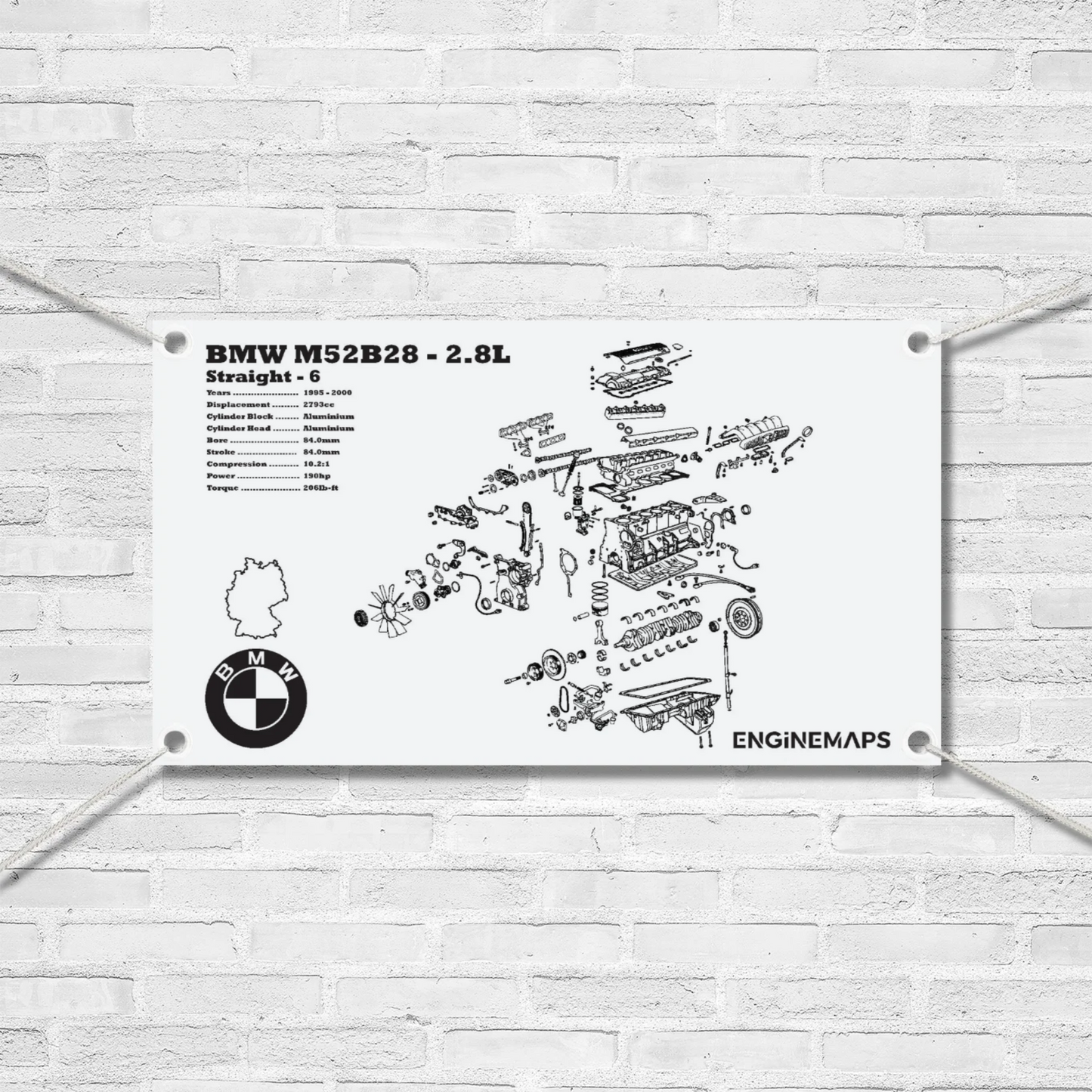 BMW M52B28 2.8L exploded view banner