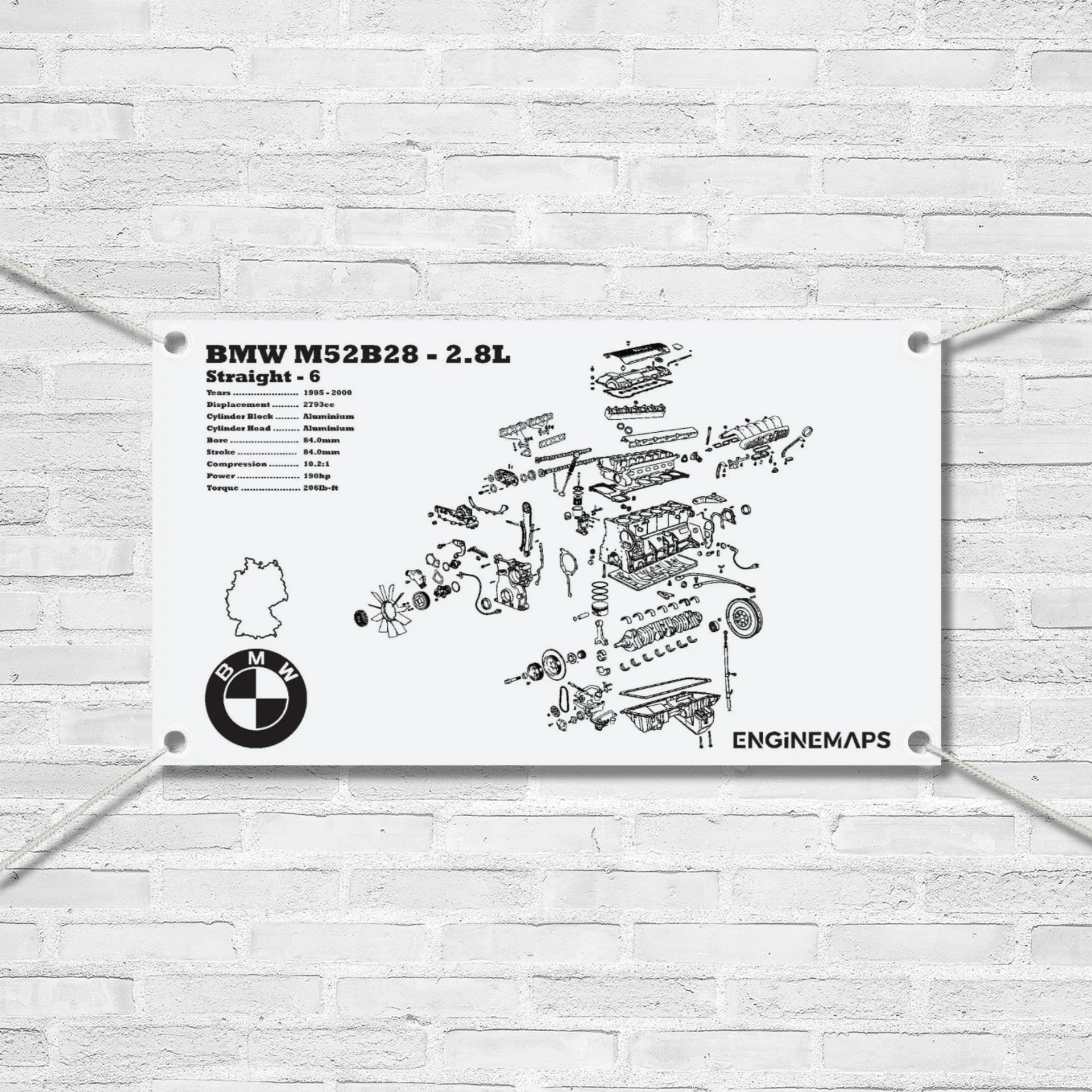 BMW M52B28 2.8L exploded view banner – EngineMaps