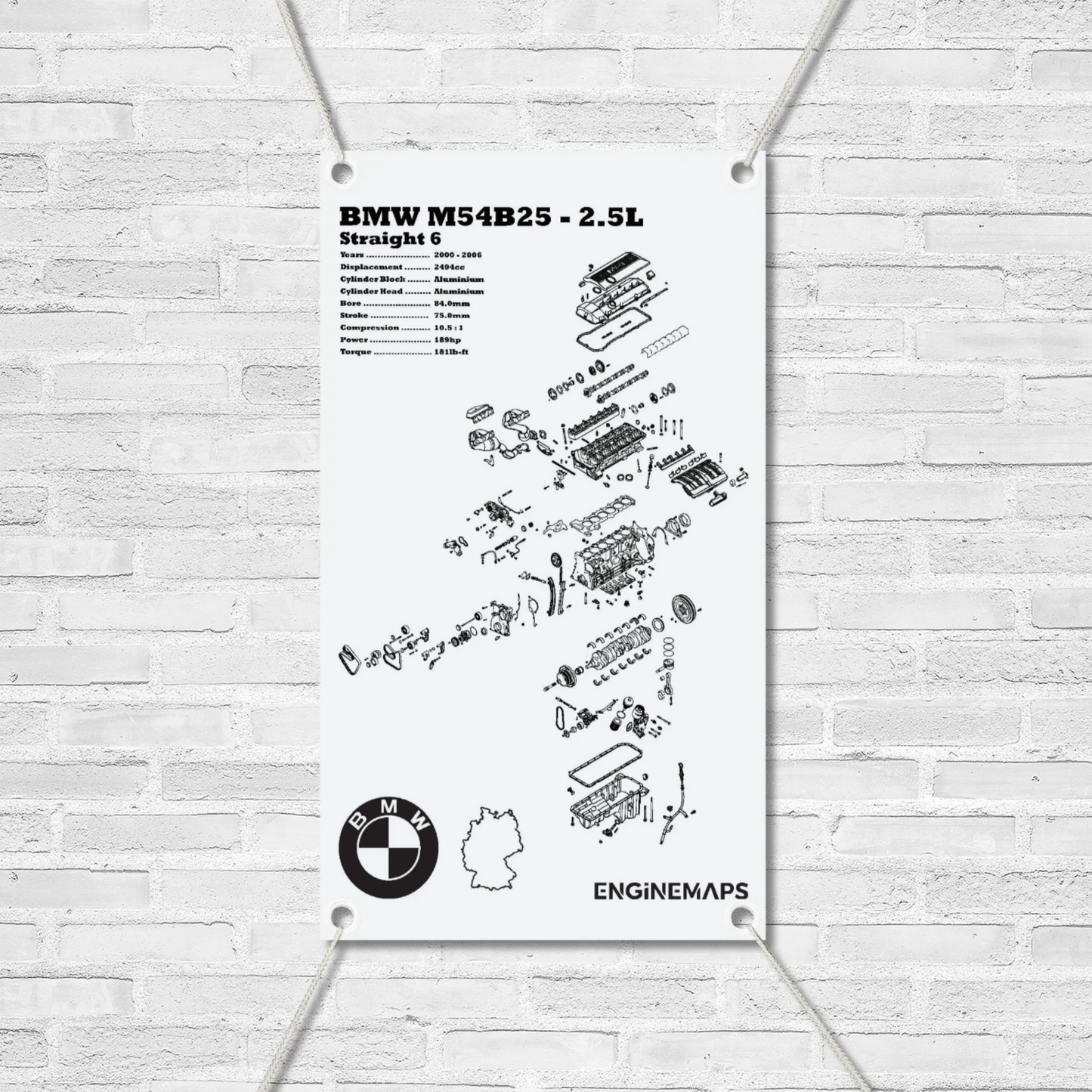 BMW M54B25 2.5L exploded view banner