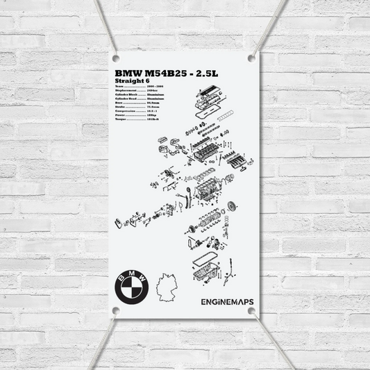 BMW M54B25 2.5L exploded view banner