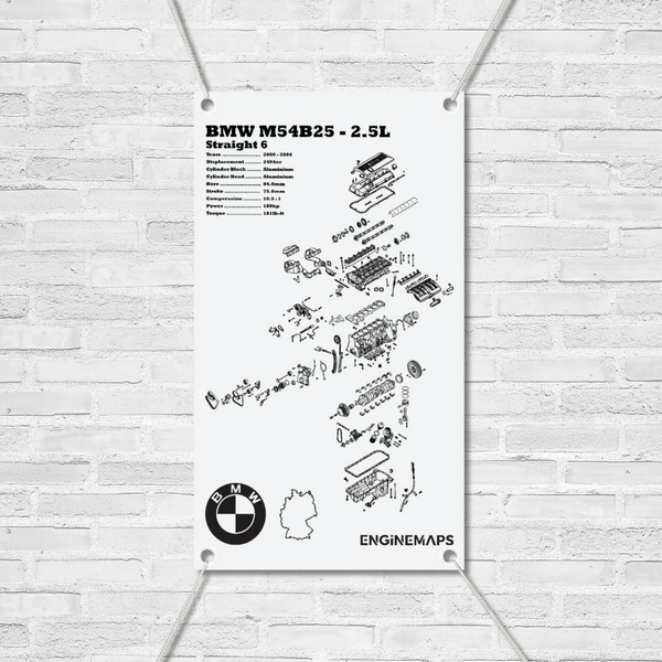 BMW M54B25 2.5L exploded view banner – EngineMaps