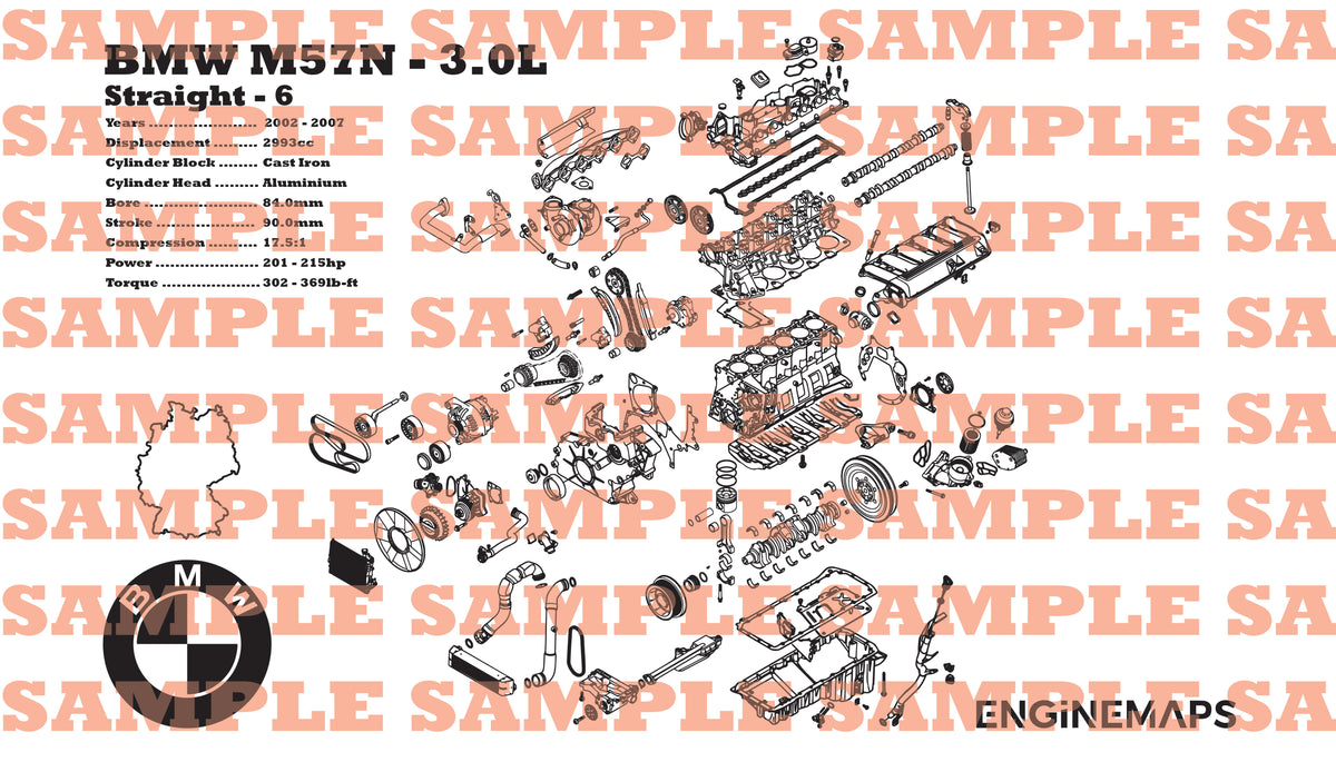 BMW M57N / M57D30TU 3.0L exploded view banner