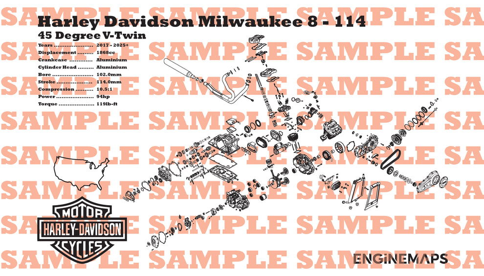 Harley Davidson Milwaukee 8 - 114 Exploded View Banner – EngineMaps