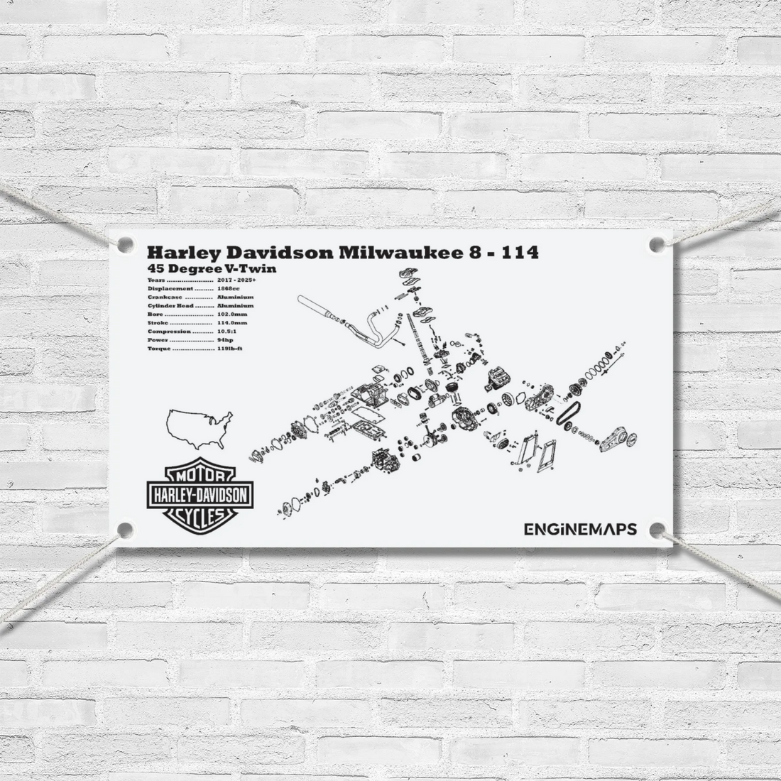 Harley Davidson Milwaukee 8 - 114 Exploded View Banner – EngineMaps