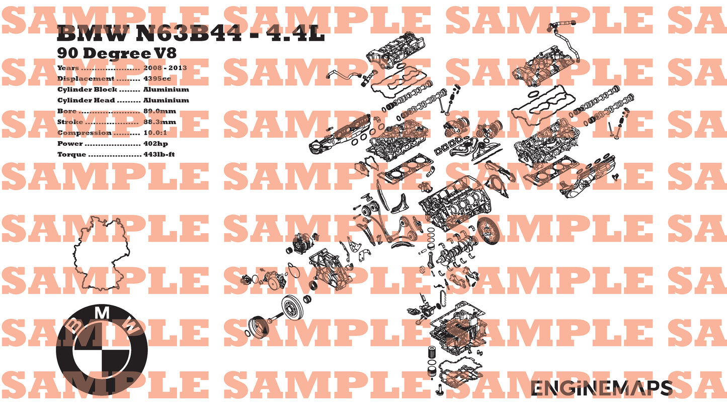 BMW N63B44 4.4L exploded view banner