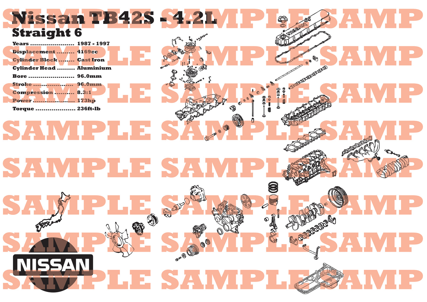 Nissan TB42S 4.2L exploded view poster