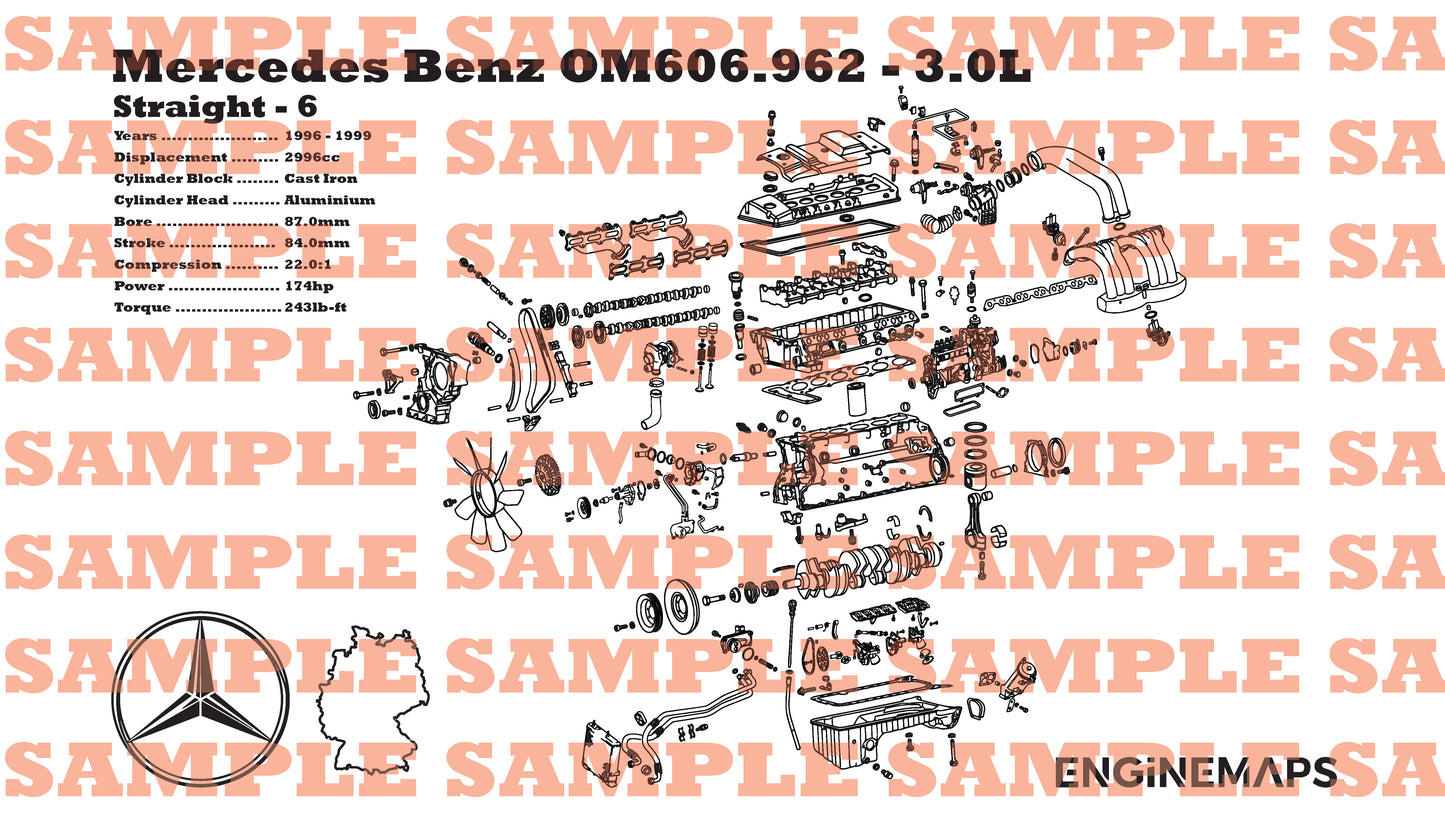 Mercedes Benz OM606.962 3.0L exploded view banner