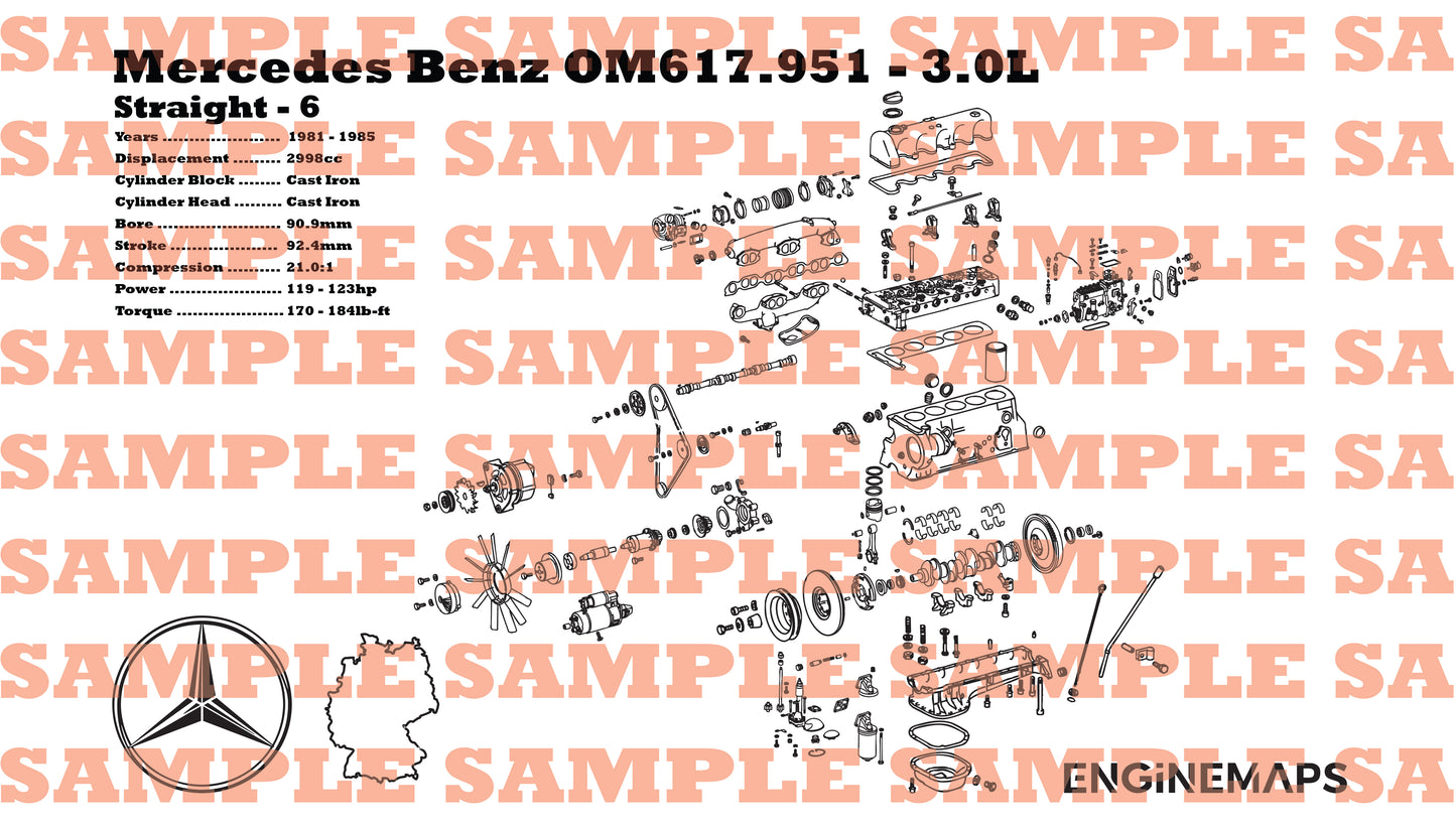 Mercedes Benz OM617.951 3.0L exploded view banner