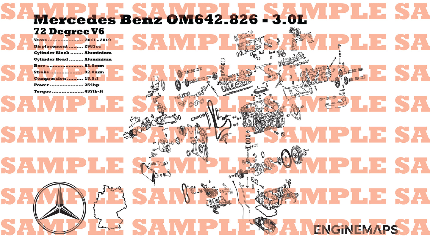 Mercedes Benz OM642.826 3.0L exploded view banner