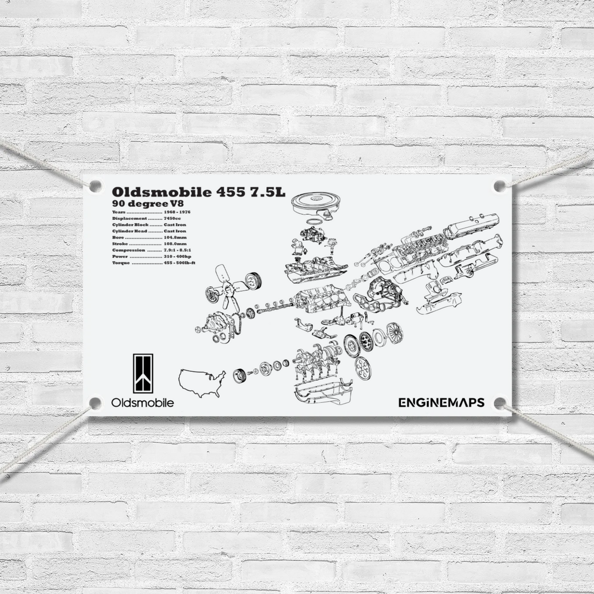 Oldsmobile 455 7.5L Exploded View Banner – EngineMaps