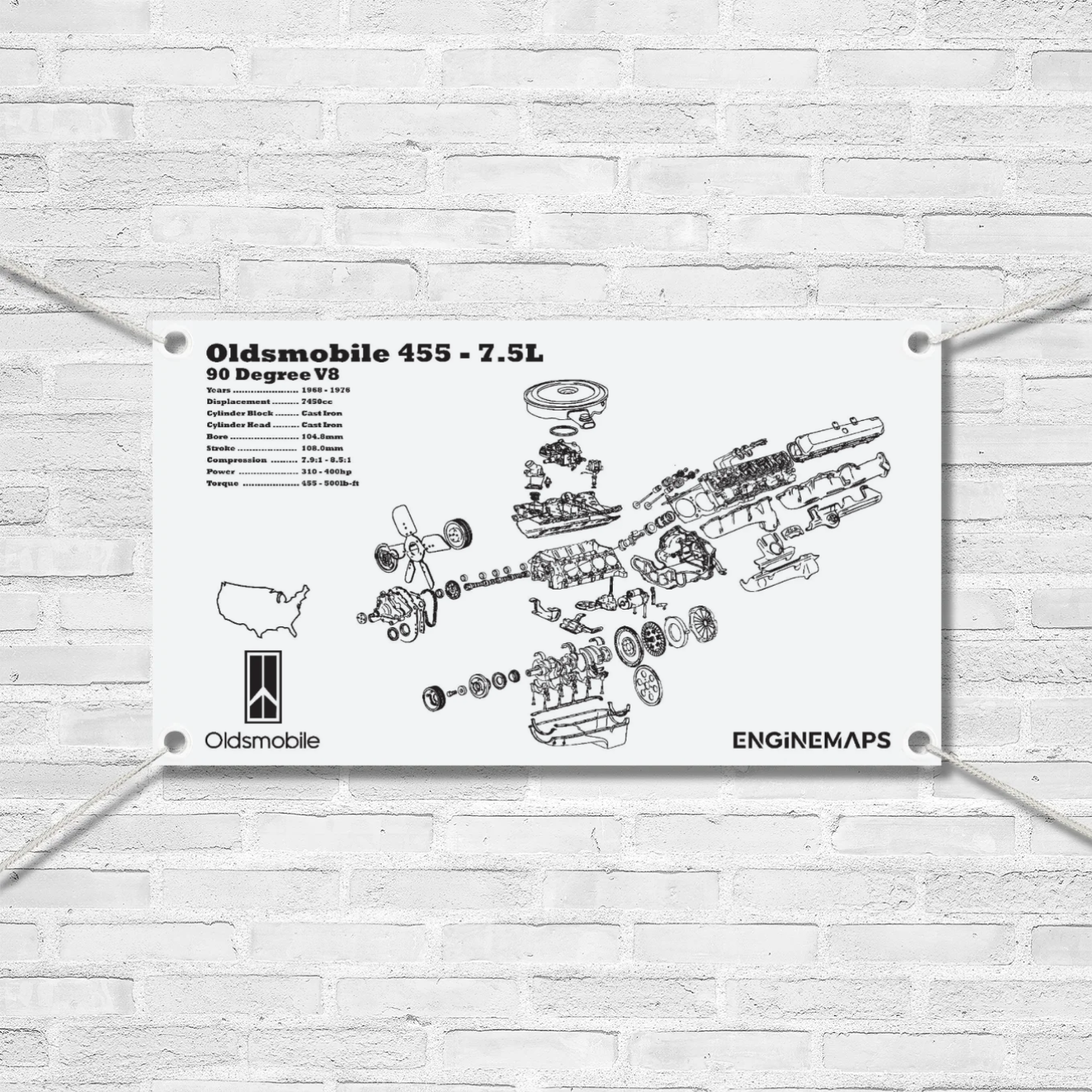 Oldsmobile 455 7.5L Exploded View Banner – EngineMaps