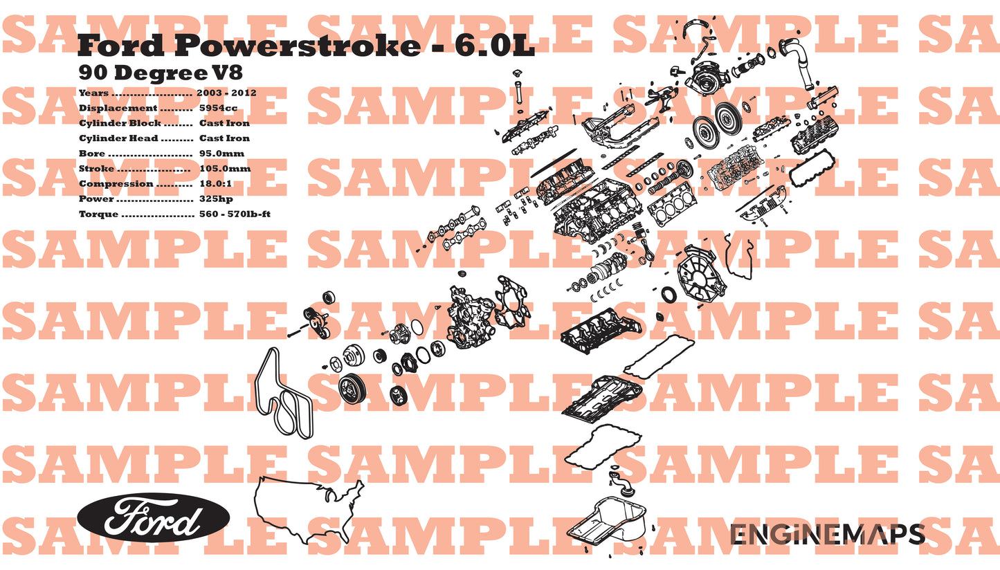 Ford Powerstroke 6.0L exploded view banner – EngineMaps