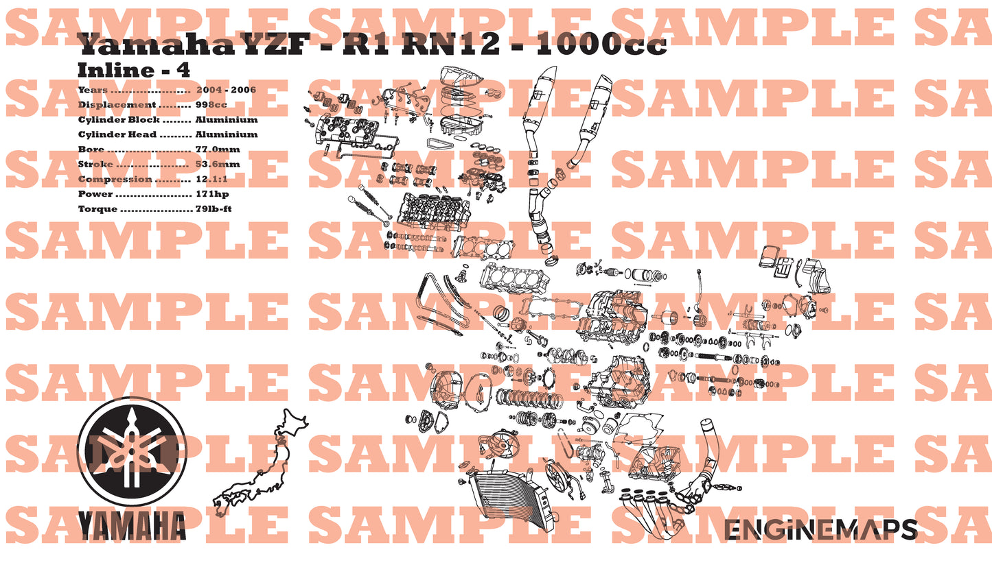 Yamaha YZF-R1 1000cc Exploded View Banner