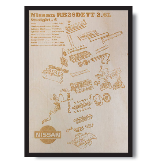 Nissan RB26DETT 2.6L exploded view poster