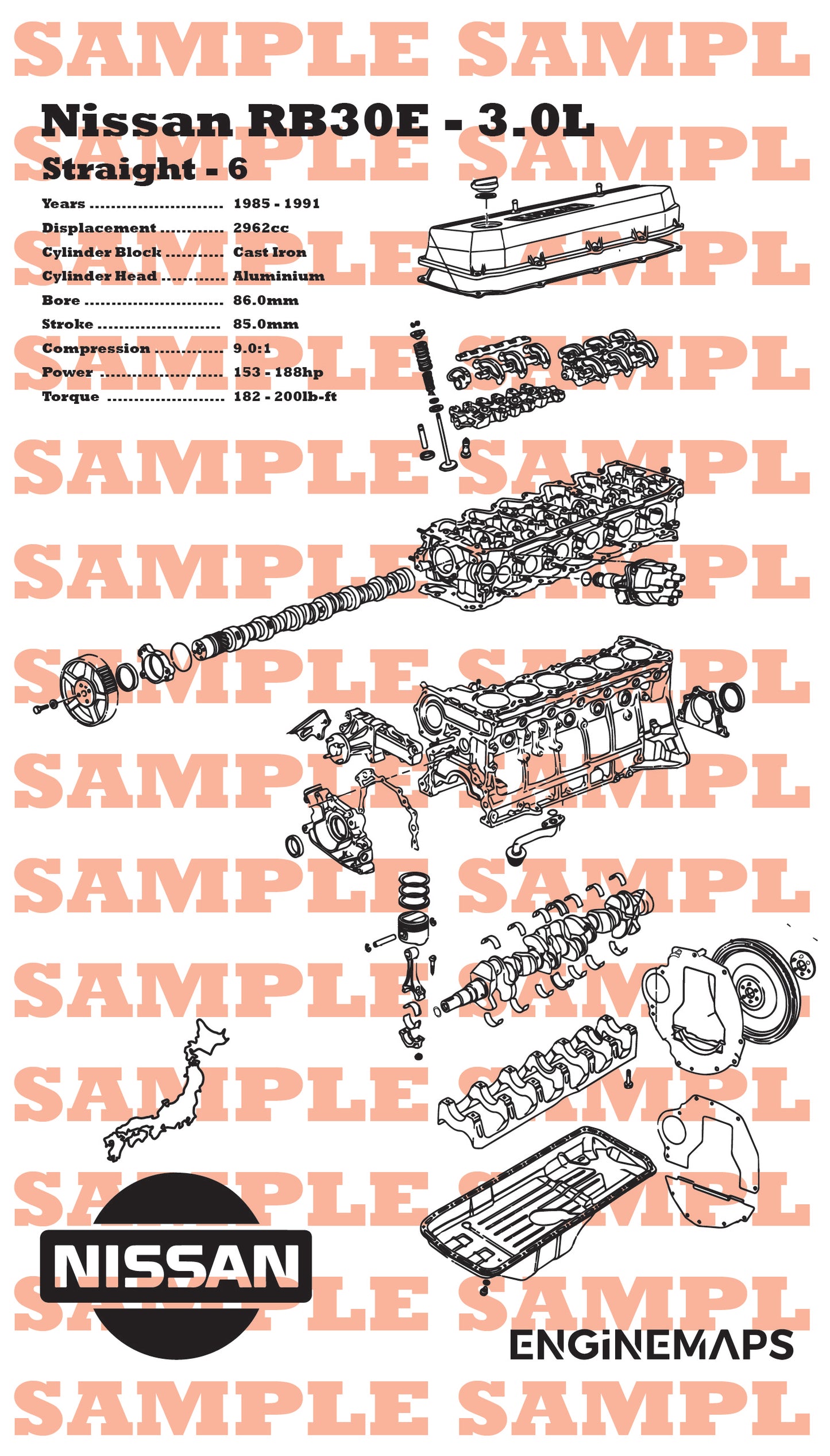 Nissan RB30E 3.0L Exploded View Banner